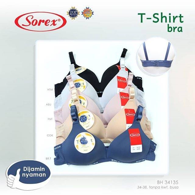 Sorex Bra 34135 T Shirt | BH Sorex Busa Tanpa Kawat Kait 3 Setara Cup B Wanita Dewasa | Open Sorex