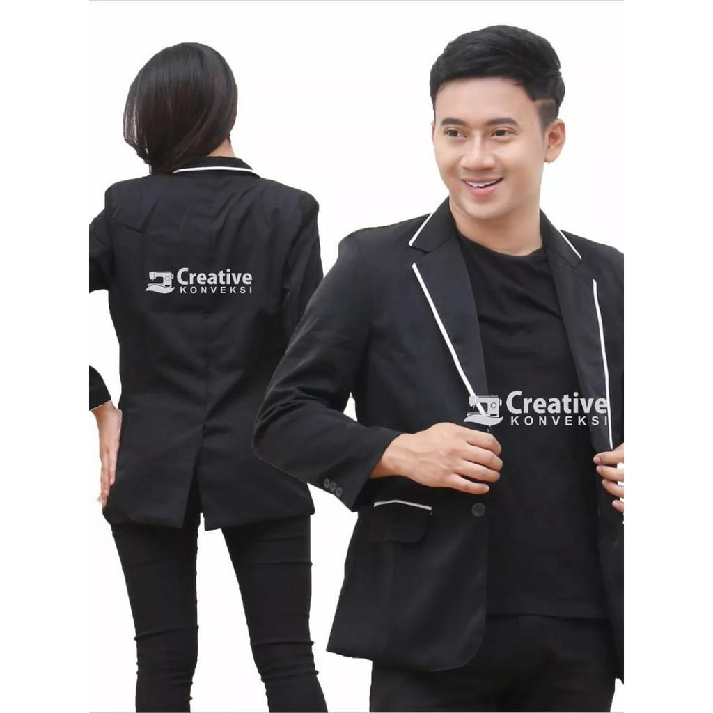 (BISA COD) JAS almamater OSIS sekolah hitam variasi lis putih | Jas blazer pria warna hitam / jas ko
