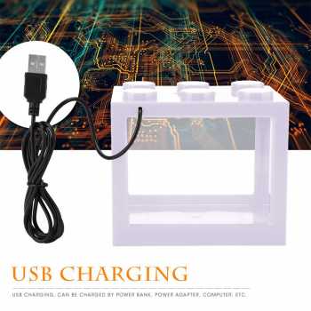 Aquarium Mini Lego Block with White LED / Akuarium Cupang LED Mini bentuk Lego Lucu Simpel / Akuarium Cupang Murah dengan Lampu LED Ikan Mas Koi Ikan Kecil Kecil Aesthetic Estetik Original Kekinian / Aquarium Set Ikan Koi + Batu Akuarium Ikan Cupang Hias