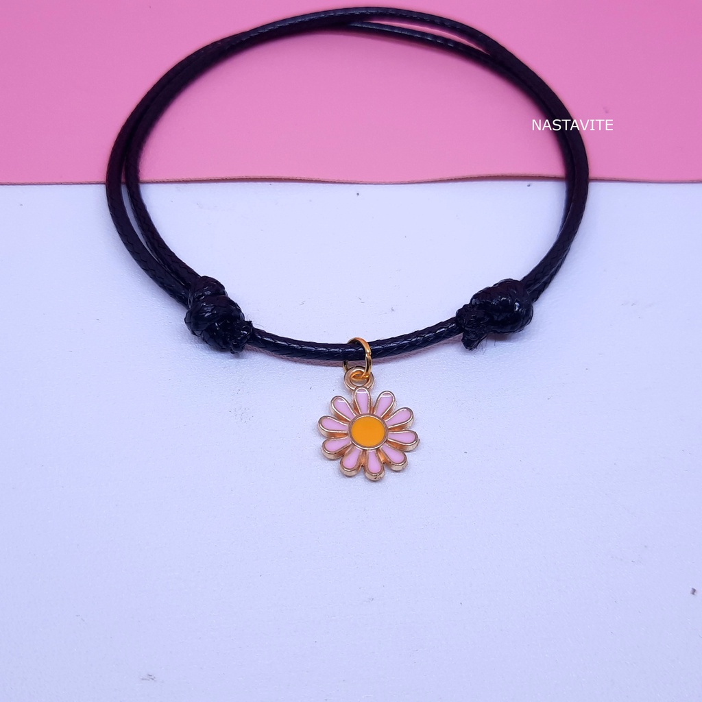 Gelang Liontin Kupu Kupu Couple Awan Tali Korea Hitam Persahabatan Pacar Bestie Love Gelang Sunflower Pink Series Murah