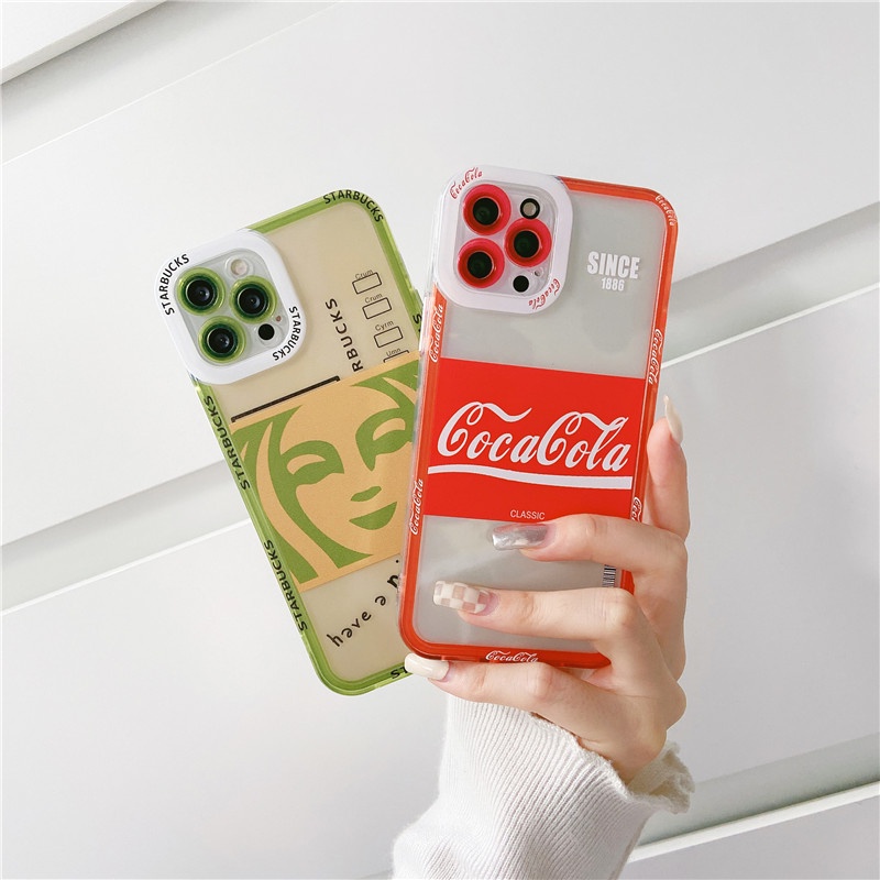 Coca-cola Soft Case Silikon TPU Transparan Anti Jatuh Cover iPhone 13 12 7 8 Plus X XS Max XR 11 Pro Max