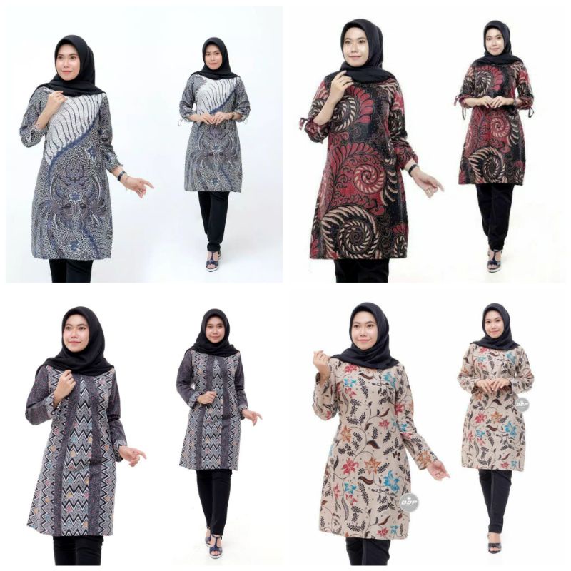 Tunik Batik Wanita Modern Terbaru JUMBO M L XL XXL Atasan Batik Wanita