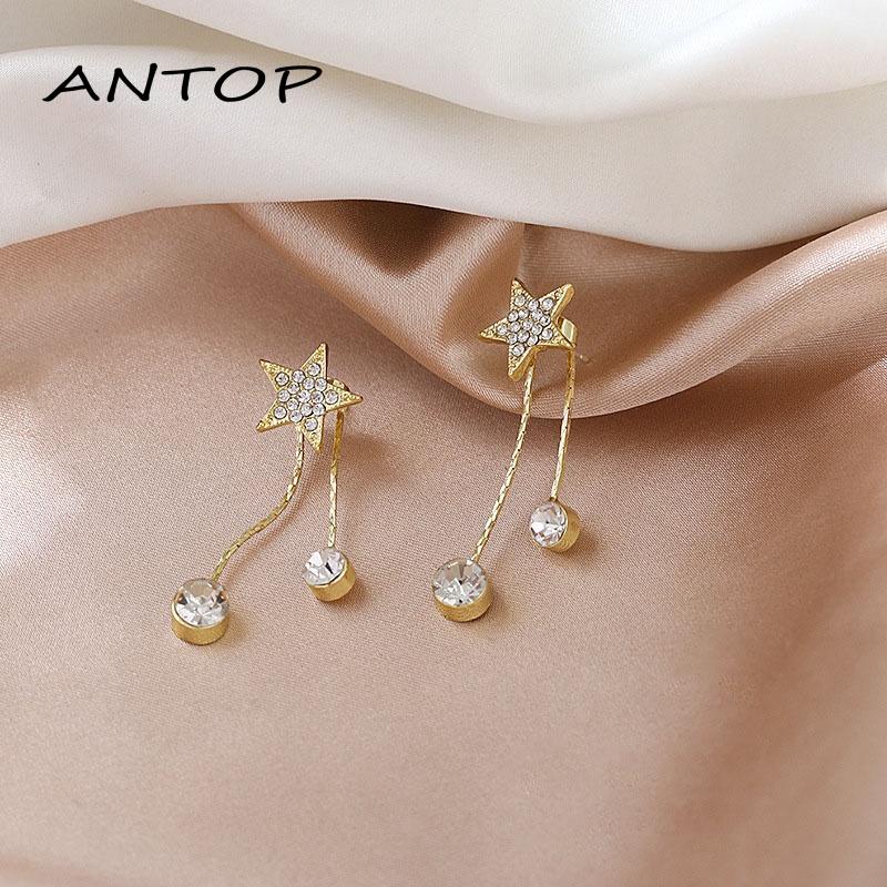 Anting Tusuk Gantung Temperament Bahan Sterling Silver 925 Desain Bintangrumbai Untuk Wanita