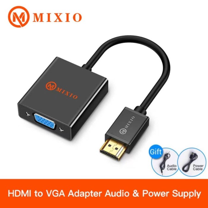 MIXIO ACH Conveter MULTIMEDIA PORT to VGA With Audio &amp; Micro-USB Power Adapter (vntn)