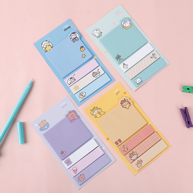 80 Lembar Kertas Memo Sticky Note / Motif Kartun Hewan Lucu Untuk Anak Perempuan