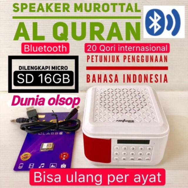 Speaker murotal alquran mini usb Bluetooth  bonus memori 16gb plus lagu