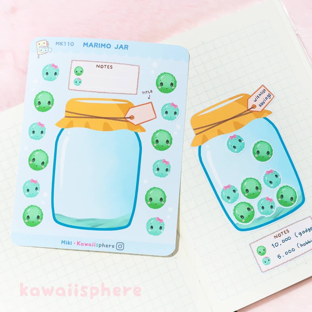 

Marimo Jar | Milestones Goal Tracker Sticker | Stiker Kawaiisphere | Kawaii Planner Sticker