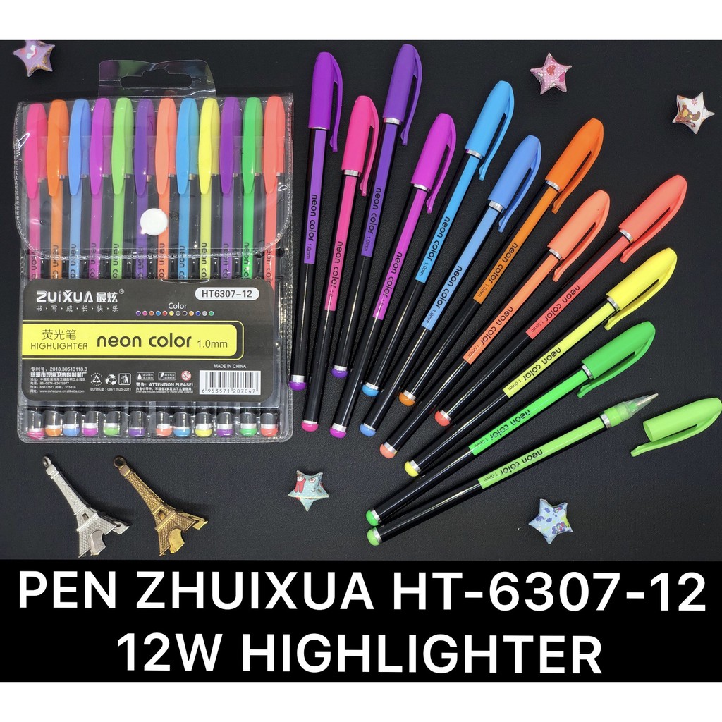 

PULPEN NEON COLOR ZUIXUA HT-6307 12 WARNA / GEL PEN WARNA WARNI