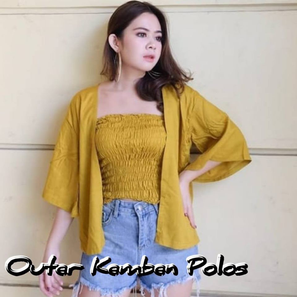 SET CARDIGAN + KEMBEN POLOS(GESER VARIASI WARNA )