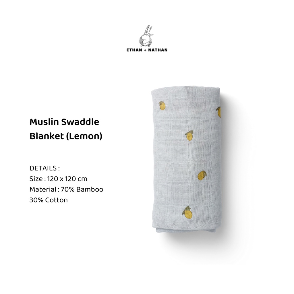 Ethan + Nathan Swaddle Blanket / Bedong Bayi Pattern - Lemon