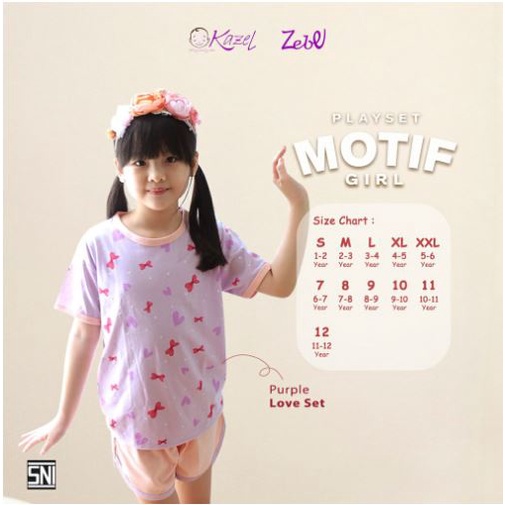 Kazel x Zebe PLAYSET GIRL Motif 1 - 5 Tahun Pakaian Bayi Pakaian Anak Kekinian (1 Stel)