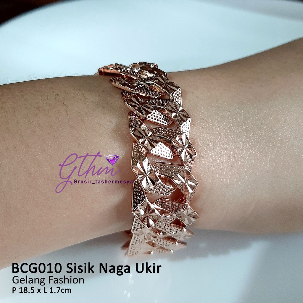 gelang tangan pria wanita sisik naga ukir lapis emas 18k xuping alin jewelry silver gold