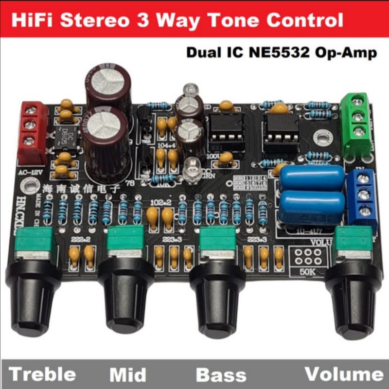 XH-A901 Preamp Tone Control NE5532 Hi-Fi Class Low Noise Pre-Amplifier