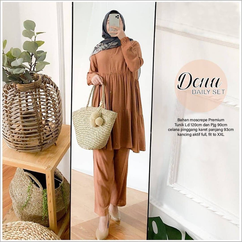 PAKAIAN WANITA DAILY SET JUMBO DENA SETELAN CELANA TERBARU 2IN1 DMR
