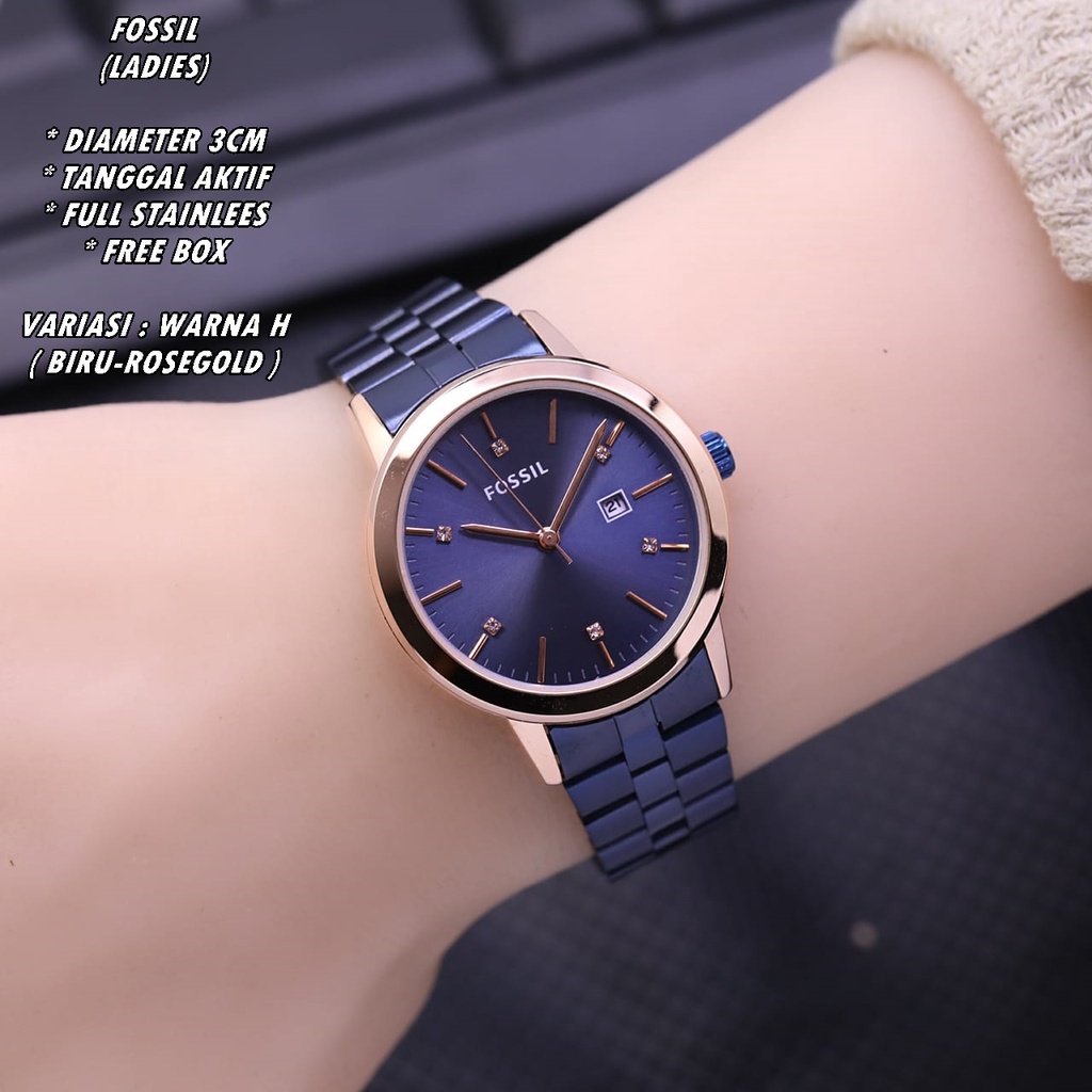 JAM TANGAN WANITA FASHION RANTAI BODY BULAT TANGGAL AKTIF