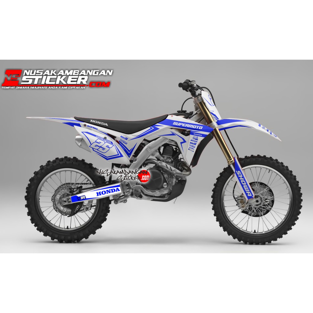 Decal Stiker Crf 150 PUTIH GRAFIS BIRU