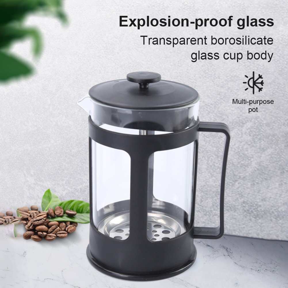 Teko Pembuat kopi Model Perancis Mekanik Press Pot sangat Praktis, One Two Cups French Press Coffee Maker Pot - KG73I Warna Hitam 350ml Plastic Coffee Pot French Presses Pot Coffee Maker Filter Household Moka Coffee Machine Coffee Pot Percolator Tool