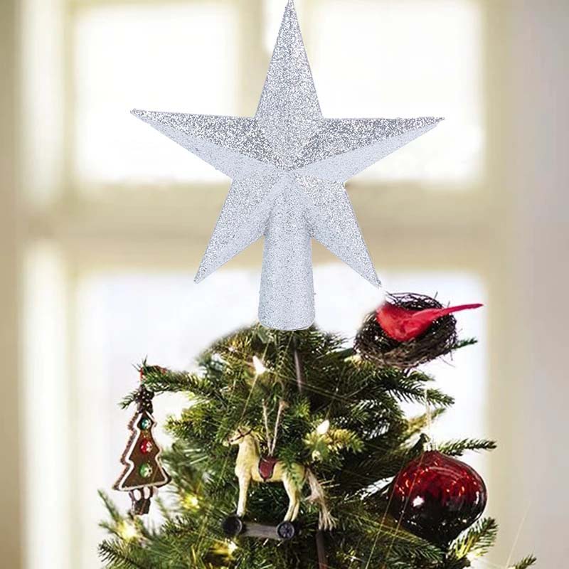 30Pcs Glitter Christmas Ball Baubles W/House Topper Tree Top Star