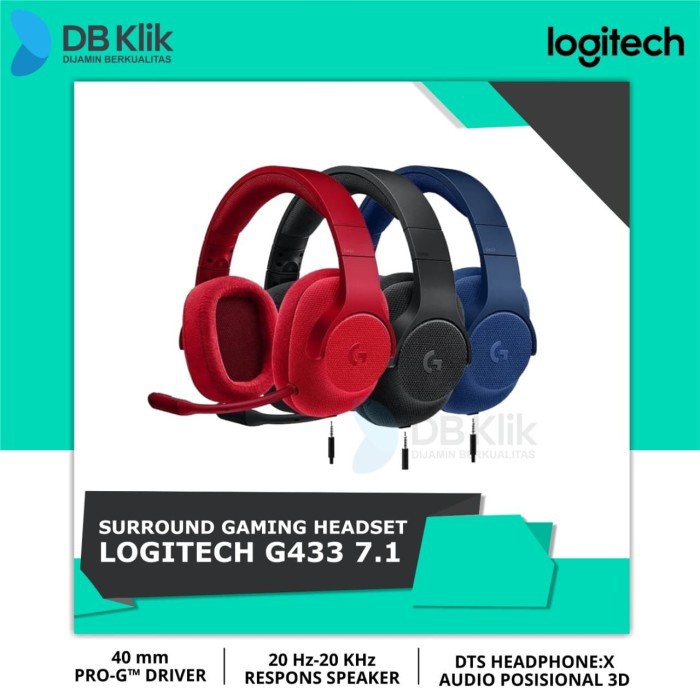 Headset Logitech Wired Sorround Gaming G433