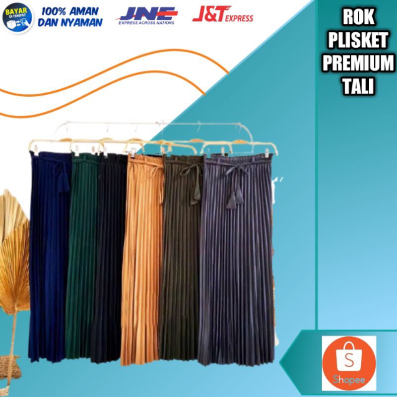 Rok Panjang Plisket Premium Tali Wanita Maxi Skirt