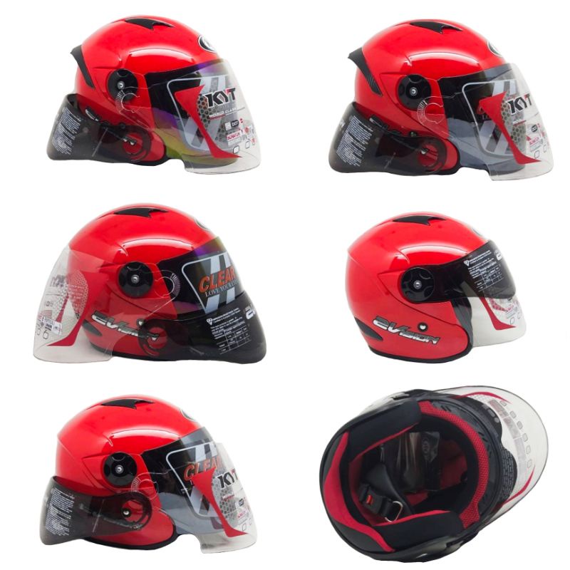 Helm Kyt 2 Vision Fire Red Paket Ganteng