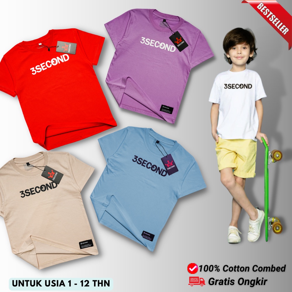 3SE-01 Kaos anak laki laki dan perempuan umur 1-12 tahun| Baju Pakaian Setelan atasan anak tanggung| Kaos anak-anak distro keren motif simple polos dan surfing