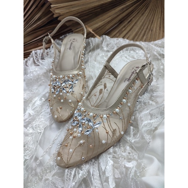 sepatu Rafaizoutfit tisya gold sepatu wanita sepatu wedding 3cm tahu