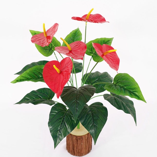 READY Bunga Anturium Artificial Tanaman Hias Tanpa Pot Daun Edelweis Plastik RE2100