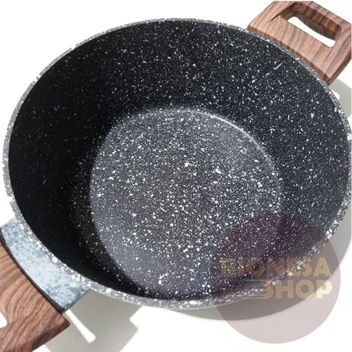 Casserole Panci Marble 20 /24 cm GREY Induksi Yoshikawa Keramik Abu