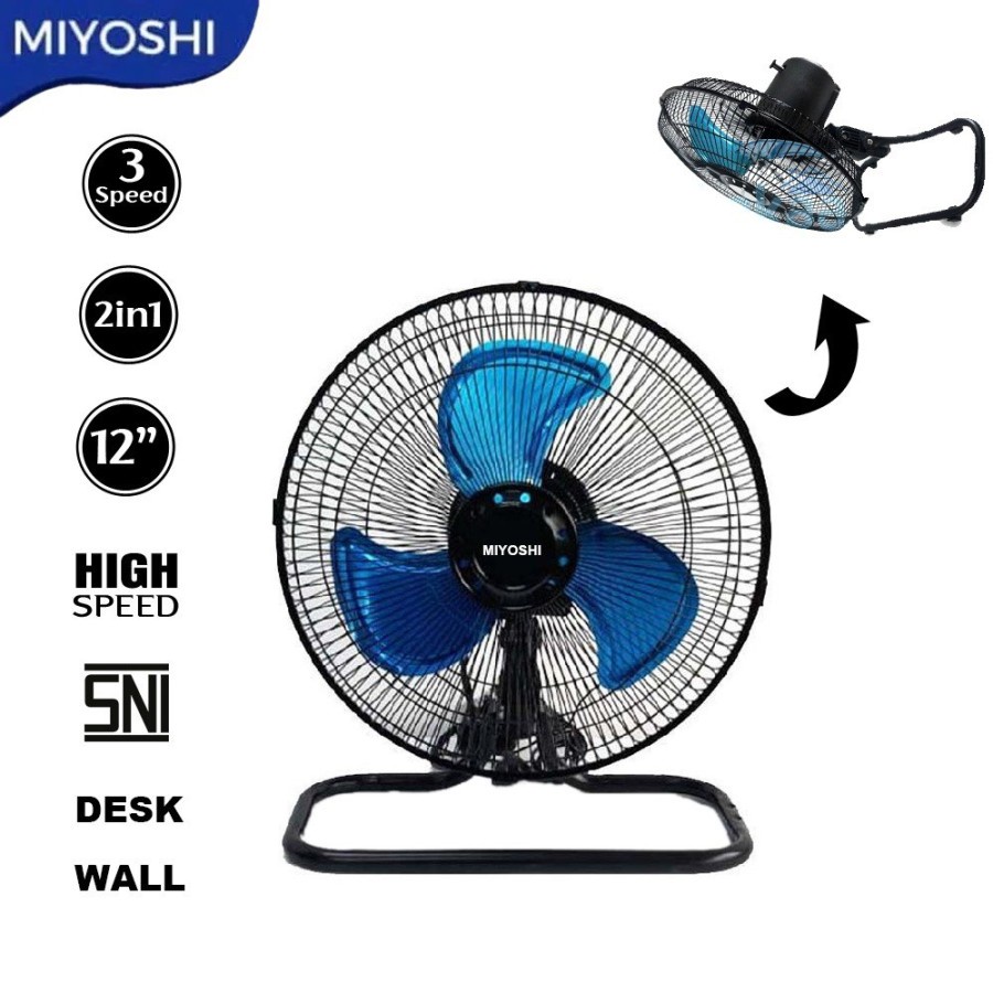 Kipas Angin Tornado Besi 2in1/ Miyoshi (Floor &amp; Wall Fan)