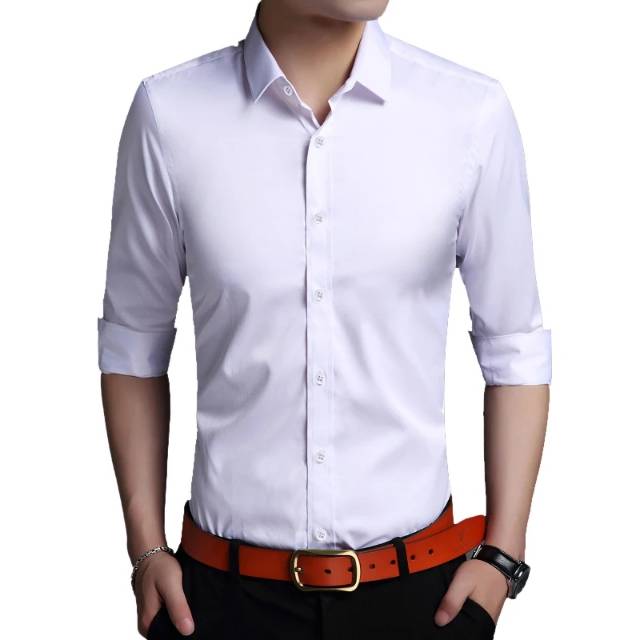 TOTOTAshop.New KEMEJA HEM CALVIN POLOS,bahan cotton stretch premium.Lengan panjang