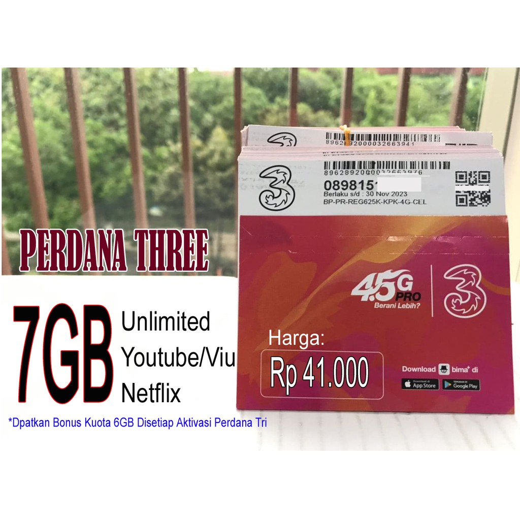 Perdana Internet Tri 7GB Unlimited Youtube