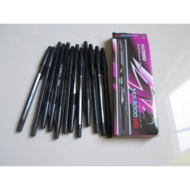 12PCS pulpen MX2000 pulpen pena pen tinta hitam