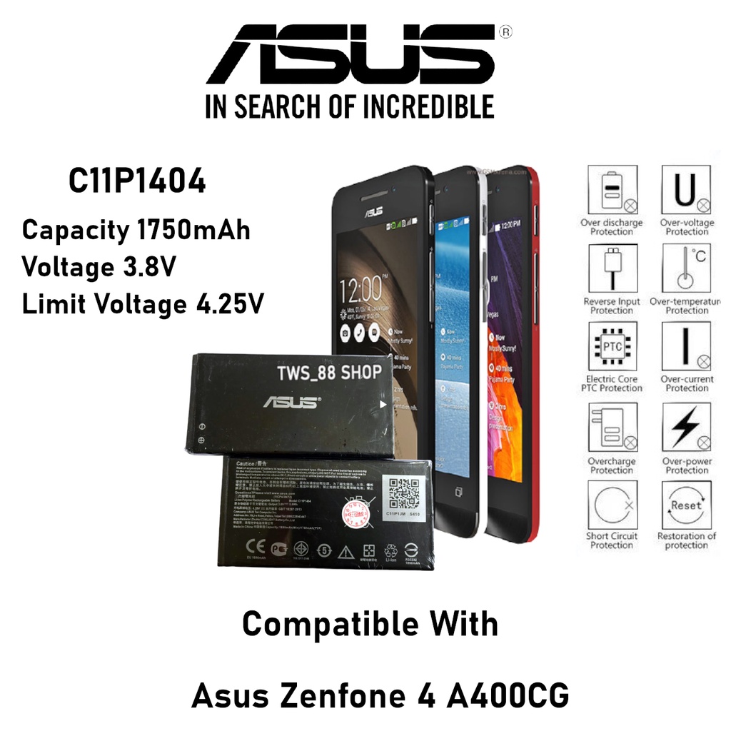 (TWS) Baterai Batre Battery original Asus Zenfone 4 - C11P1404