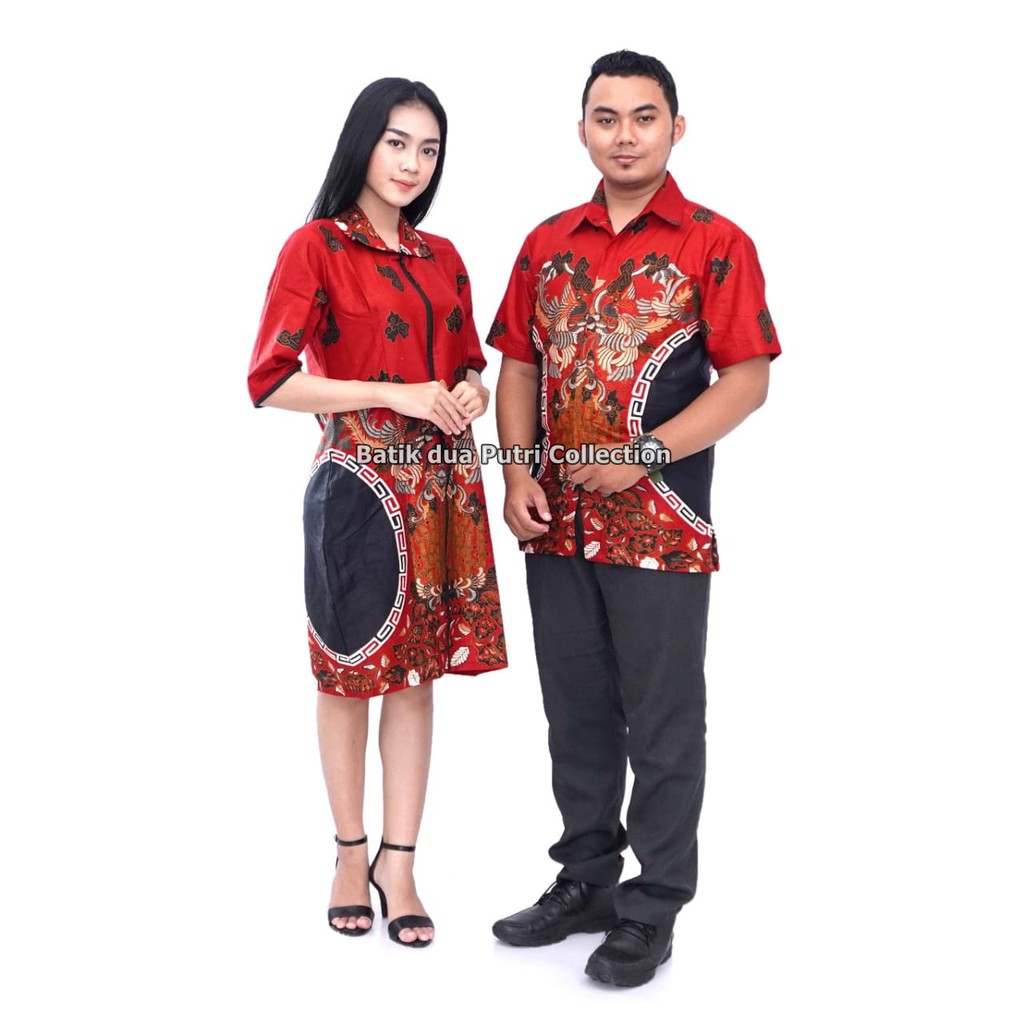 Couple Batik Sekdress Lengan Panjang 3/4  tebaru - SD Bolong By Dua Putri Collection