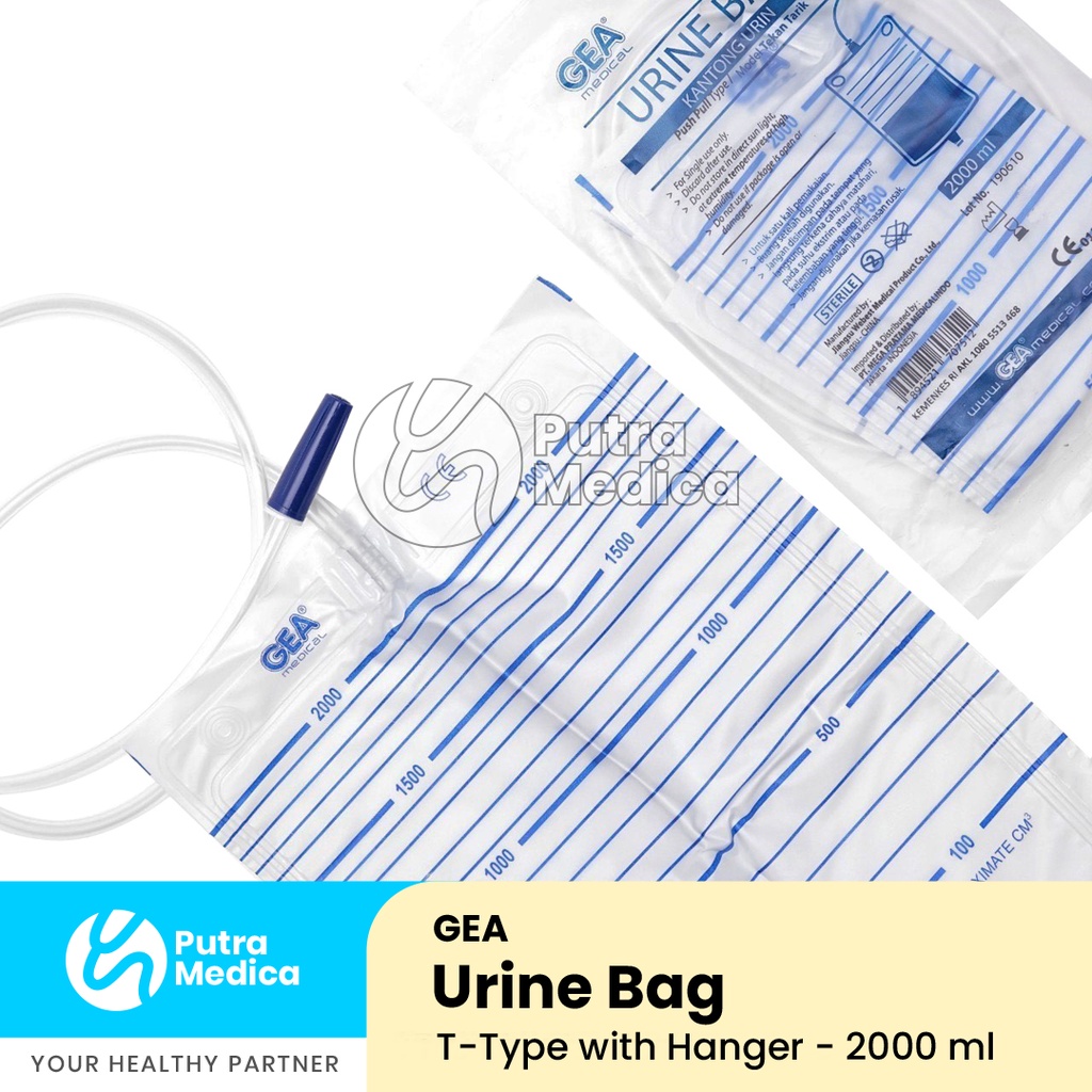 Gea Urine Bag Tipe-T dengan Gantungan - 1 Pc / Kantong Urin Plastik / Drainage Bag