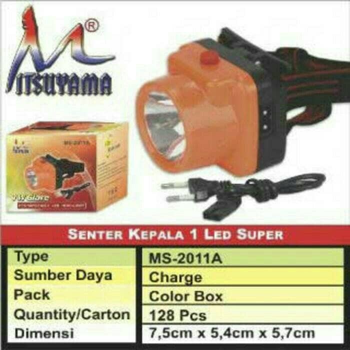COD Senter Kepala Charger 1 Led Super Terang Mitsuyama ms 2011A