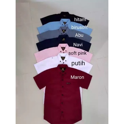 Kemeja Anak Laki Laki Polos Lengan Pendek Casual Aneka Warna Size 1-10 Tahun Unggul Fashion