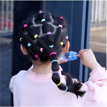 Ikat Rambut Korea 100Pcs / Kuncir Rambut Korea / Ikat Rambut Korea Plus Pouch