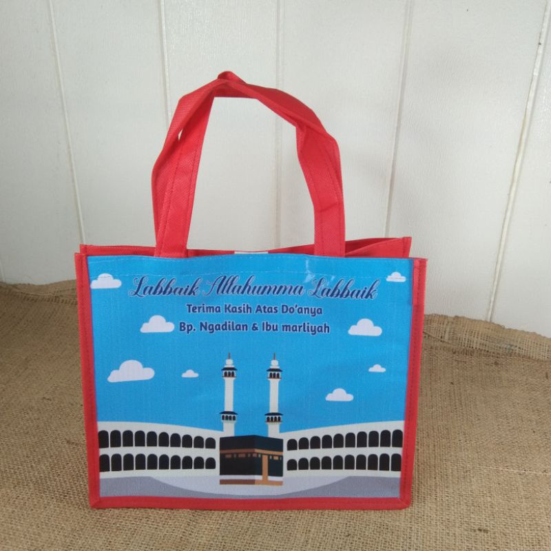 Tas Souvenir promosi Custom lebaran haji umroh arminareka natal paskah imlek 30x38cm sisi 12cm