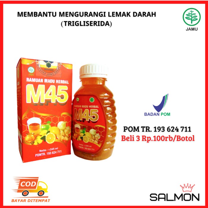 

Promo Madu M45 Obat Herbal Penurun Trigliserida, Lemak Darah, Kolesterol, dan Hipertensi