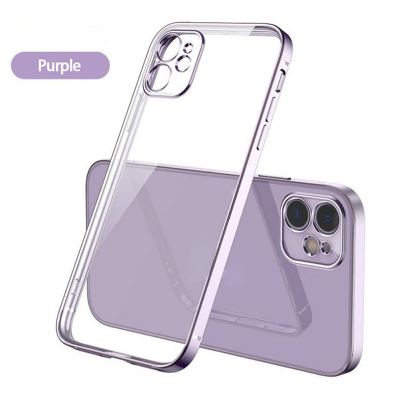 Soft Case Tpu Transparan Electroplating Untuk Iphone 7 8 Plus X Xs 11 12 13 Pro Max