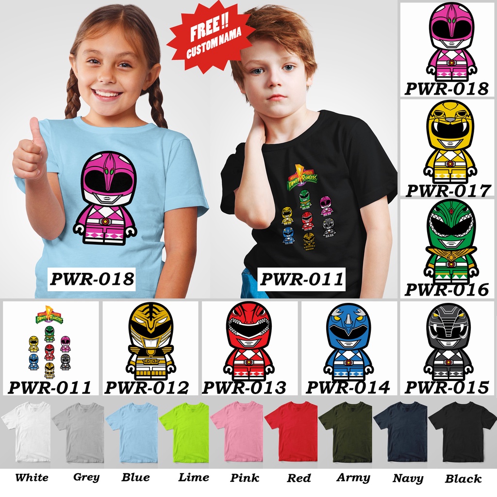 [FREE NAMA !!] Kaos Anak &amp; Family Power Rangers 100% COTTON PREMIUM