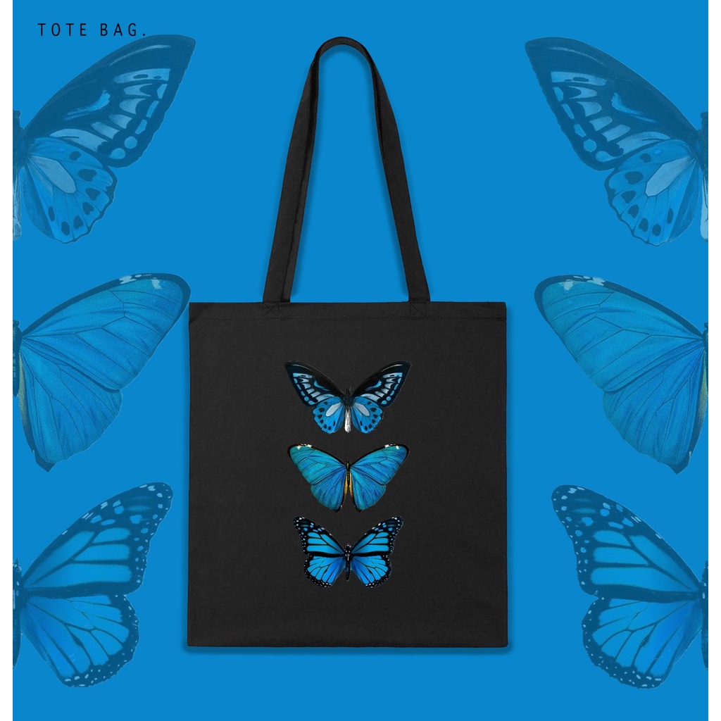 TOTE BAG WANITA / KUPU KUPU / BUTTERFLY / TAS LES / TAS KULIAH / TAS SANTAI / BAHAN KANVAS