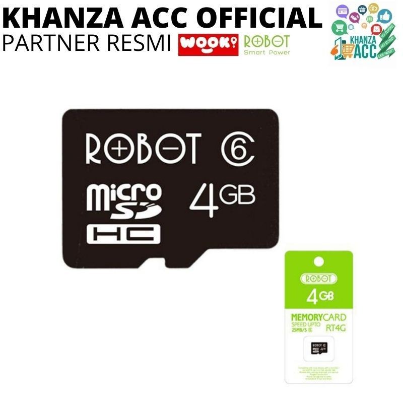 KHANZAACC Robot Kartu Memori HP Micro SD 4GB Class 6 Memory Card Original Bergaransi Resmi