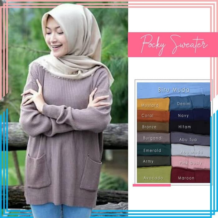 RAJUT MURAH | POCKY SAKU | rajut saku | rajut wanita | sweater rajut