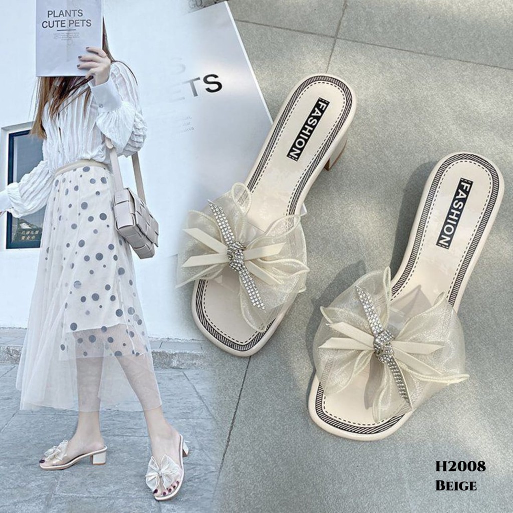 RESTOCK WYN HEELS PLATFORM RIBBON DIAMOND FASHION KOREA H2008