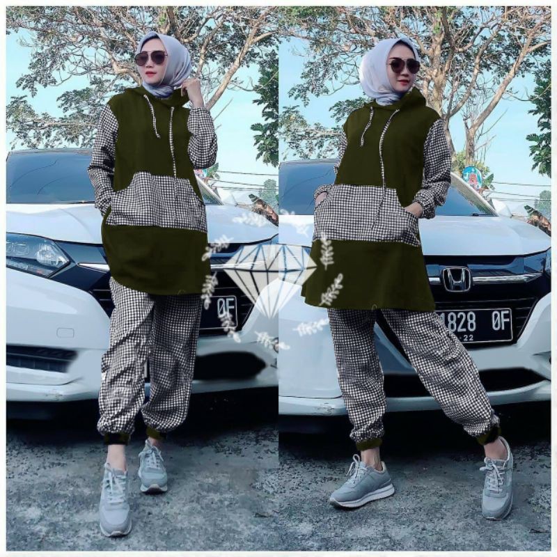 SET CELANA TRINITY KOTAK, HODIE BABYTERRY, GAMIS HIJAB MUSLIM, SETELAN