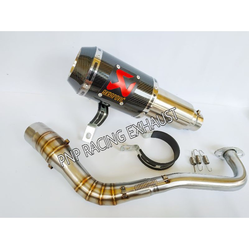 Knalpot Racing Akrapovic Gp M1 NMAX/AEROX/LEXI/PCX/ADV/GENIO/VARIO/BEAT/MIO/SCOPY DLL-Hitam karbon