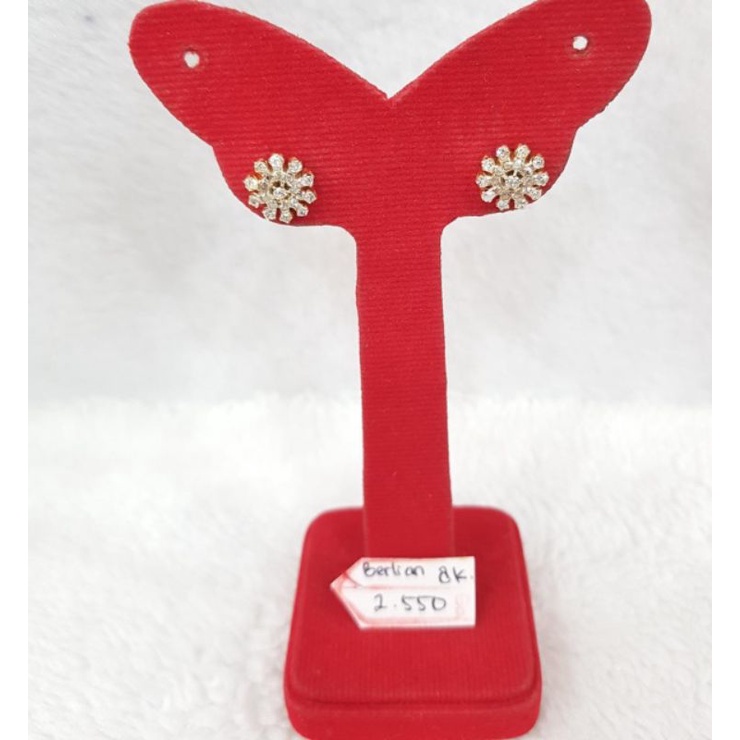 Brln248GW16GW giwang tusuk permata berlian snowflake diamond bunga emas kuning asli fashion wanita e